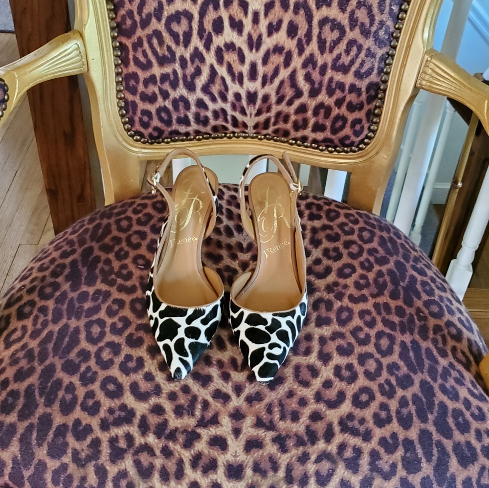 J.Renee ponyhair animal print slingback heels 6 1/2 excellent condition